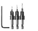 Picture of 3-Piece Set Hex Shank Countersink, with Pilot, 1 Flute- #6 thru #10